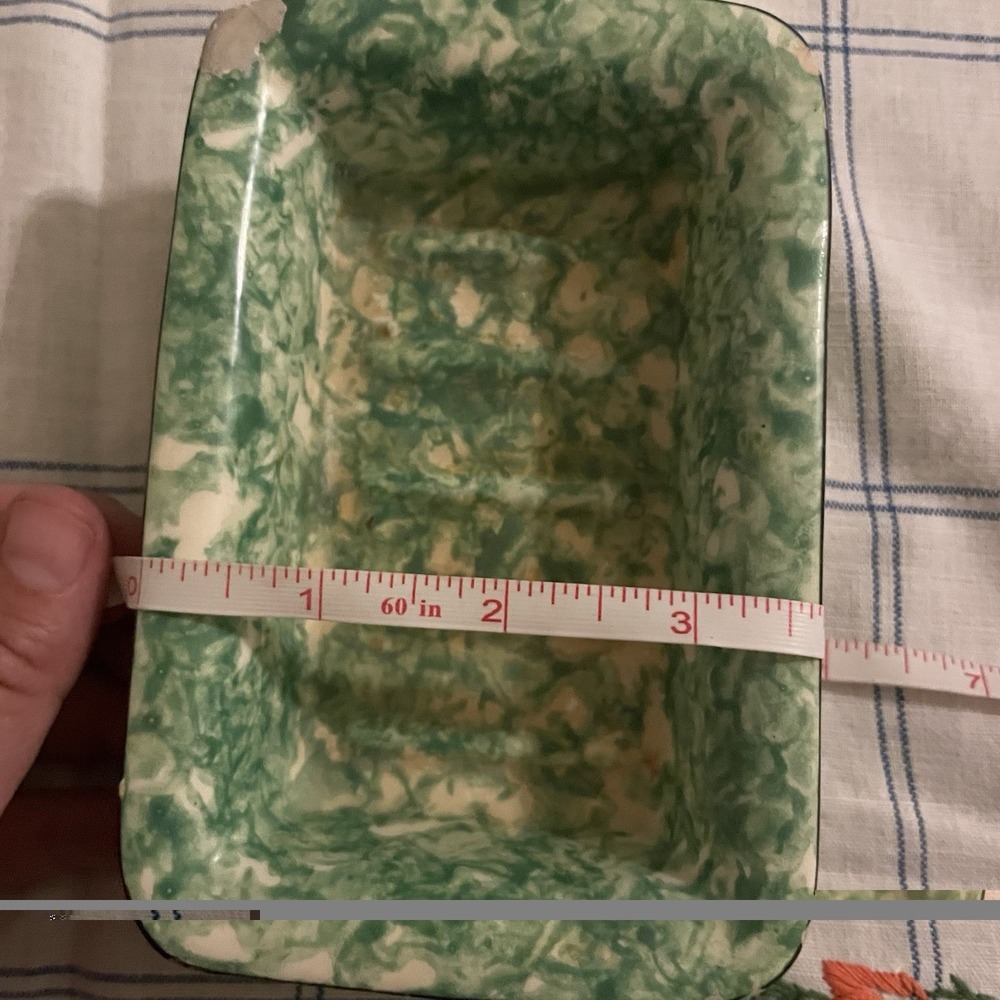 Vintage Stangl Green Spongeware Pottery Soap Dish 5.5"x3.75" - Picture 7 of 8